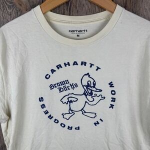 Carhartt WIP Brown Ducks Graphic T-Shirt Mens Medium Cream Off White Cotton Tee
